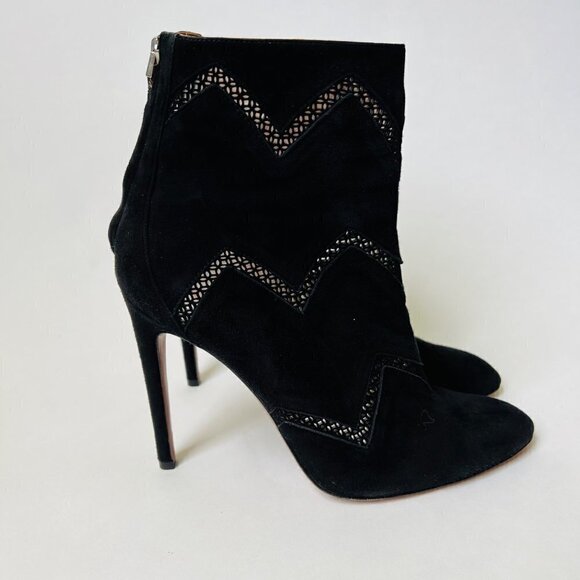 ALAIA Paris black suede pointed toes heeled booties, Size 39 - Picture 3 of 10
